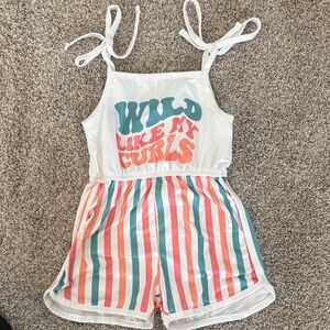 Wild Like My Curls Kids Striped Romper